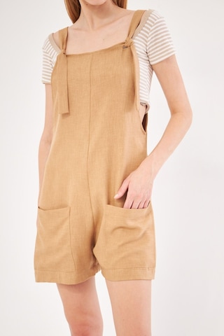 Armonika Kadın Camel Askıları Bağlama Detaylı Cepli Mini Tulum Arm-24y001077