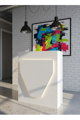 Resital Ledli Karşılama Bankosu G-90 Cm Ofis Kasa Resepsiyon Masası Banko-001-1-1