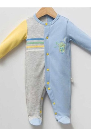 Erkek Bebek Aksesuar Detaylı Tulum-14946 Mavi