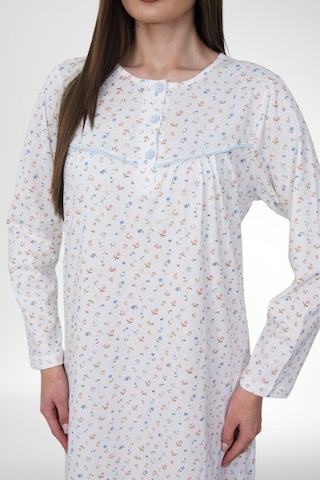 Mecit Pijama Mecit 6394 Mavi Büyük Beden %100 Pamuk Kadın Gecelik