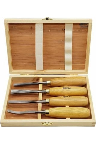 Rox Wood Ahşap Oyma Iskarpela Seti 4 Parça Ahşap Kutulu