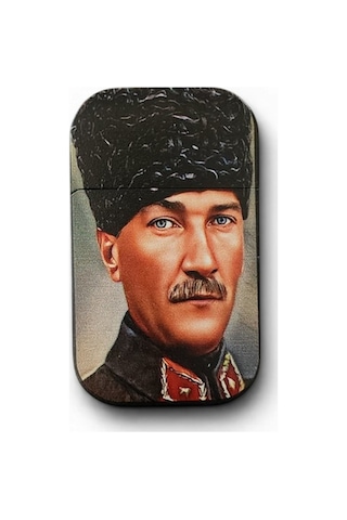 Kalpaklı Atatürk Portresi Ve Türk Bayrağı Baskılı Lüks Metal Çakmak - Milli Seri Çok Renk