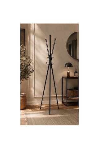 Lavons Metal Ayaklı Askılık Elbise Askısı Portmanto Askılık Siyah Ask-01-s