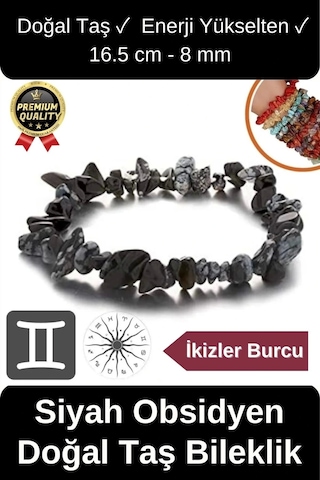 Özel Üretim  Yükselten Esnek İp İkizler Burcu Gerçek Siyah Obsidyen Doğal Taş Unisex Bileklik Çok Renkli