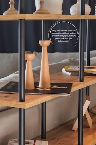 Çevir Kur Atlantik Çam 4 Raflı Kahve Köşesi Dolabımutfak Düzenleyici, Stand, 71x167x35 Cm Atlantik Çam