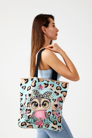 Ays Home Sevimli Leopar Bez Alışveriş Plaj Omuz Çantası Mint