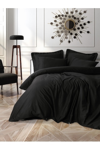 Cotton Box Silky Saten King Size Nevresim Takımı Siyah Siyah