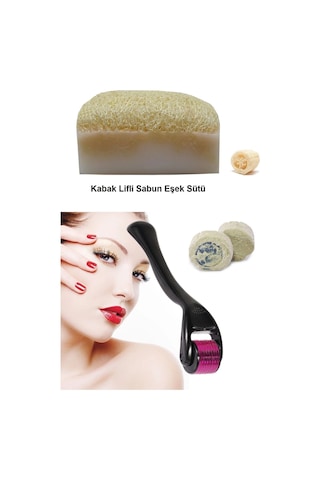 3'lü Kabak Lifli Eşek Sütlü Peeling Cilt Bakım Yenileme Titanyum Dermaroller Leke,akne Ruşur Taşı