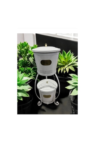 Magic Objects 2 Katlı Metal Büyük Boy Patates Soğan Kovası Kabı Sebzelik Patateslik Soğanlık Sepeti Beyaz Beyaz