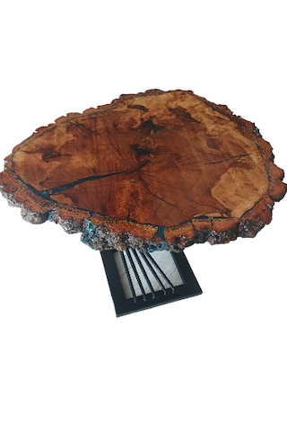 Servis Sehpası Meşe Epoksi Kaplama Açık Meşe