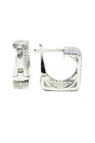 Gümüş Kare Tamtur Beş Sıralı Kadın Küpe