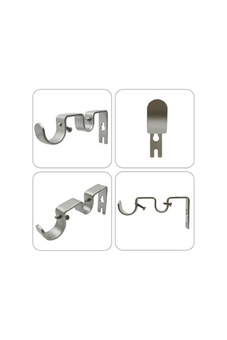 Tenfowee Gümüş Metal Perde Çubuğu Tutucuları, 6 Adet Çiftli Dayanıklı Perde Braketleri, 2.5 Cm Çaplı Perde Çubukları İçin Duvar Taklı Donanım Seti