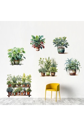 6 Li Sticker Saksılı Çiçek Modelleri 5060 Çok Renkli