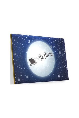Cakasepetim Dolunay Geyikler Kar Taneleri Ve Noel Baba Ahşap Mdf Tablo