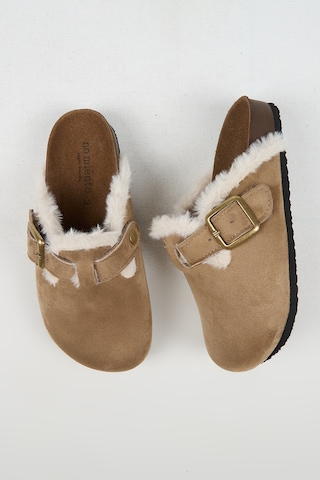 No Miento Cancun Kürklü Kadın Vegan Deri Tokalı Vizon Sabo Terlik