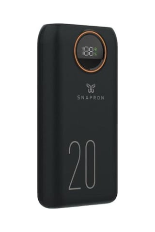 Snapron Snp-3013 20.000 Mah Powerbank 22.5w Hızlı Şarj Lcd Ekranlı Dahili Kablolu Type-c & Lightning Taşınabilir Şarj Cihazı Siyah