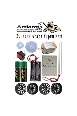 Oyuncak Araba Yapım Seti 1 Paket Plastik Tekerlek Deney İçin 2 Adet Metal Şaft Proje Deney Seti Dc Motor Çark Dişli Okul