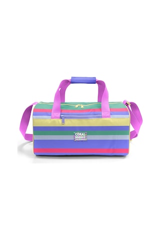 Coral High Milka Gri Sarı Çizgi Desenli Spor Çantası 27543 124-Pembe