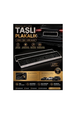 Taşlı Simli Plakalık-plaka Çerçevesi 2adet Ön-arka Her Araca Uyumlu