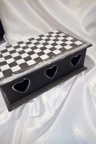 Sevgili Hediye Kutusu Dama Satranç Sevgililer Günü Ahşap El İşi Hand Made Mücevher Kutusu Orta Boy