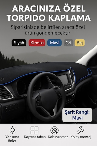 Trobus Subaru Forester 2002-2008 3d Torpido Koruma Kılıfı - Mavi Biye