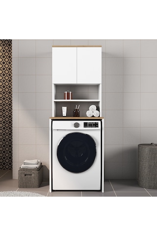 Ferniso Mobilya Çamaşır M. Dolabı Kapaklı Alt Üst Takım Beyaz