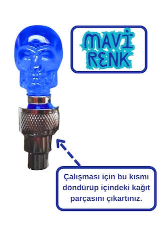 2 Adet Mavi Renk Hareket Sensörlü Led Işıklı Sibop Kafatası