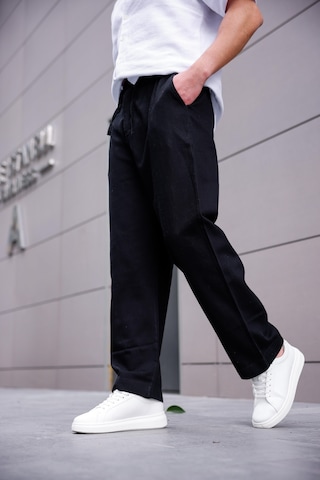 Keten Baggy Siyah Renk Erkek Pantolon-1763 Siyah