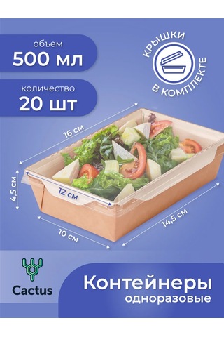 Cactus Kapaklı Tek Kullanımlık Yemek Kabı 500 Ml 391854527 100 adet