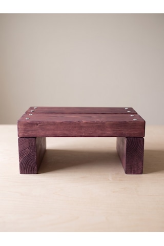 Nest Woodtr Doğal Ahşap Tek Katlı Basamak Tabure Yükseltici 30x25x15cm 1adet Koyu Maun
