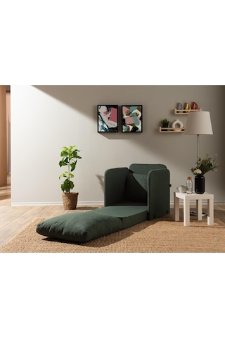 Pafu Saga Tekli Katlanır Yataklı Koltuk Keten Haki