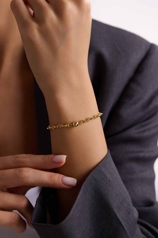 Sembolgold Barlı Altın Bileklik Toplu Form 19 Cm T13851 Renkli Çok Renkli