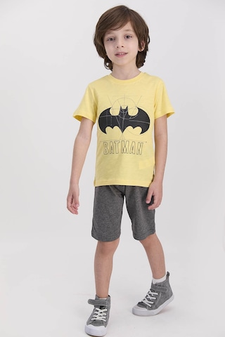 Batman Lisanslı Sarı Erkek Çocuk Bermuda Takım