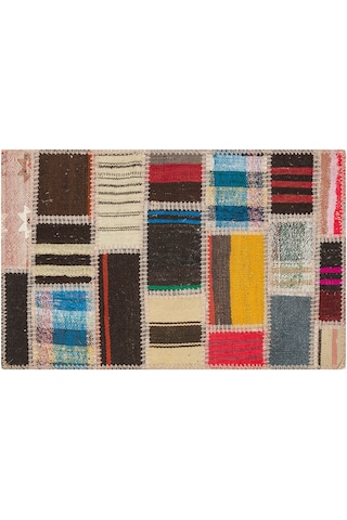 Çok Renkli El Dokuma Anadolu Kilim Patchwork Paspas
