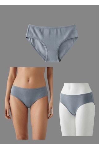 Nacar Store Kadın 3'lü Siyah-beyaz-gri Pamuklu Bikini Külot Seti