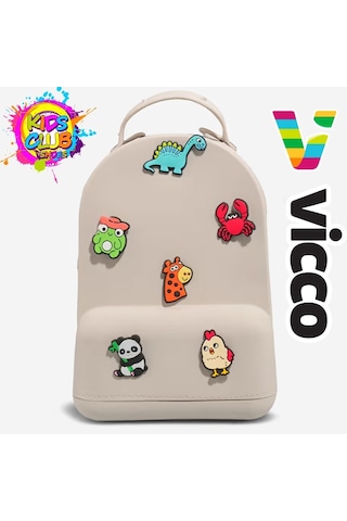 Vicco Pvc Mini Boy Çocuk Plaj Çantası Kreş Çantası Sırt Çantası Okul Çantası Unisex Çanta Gri