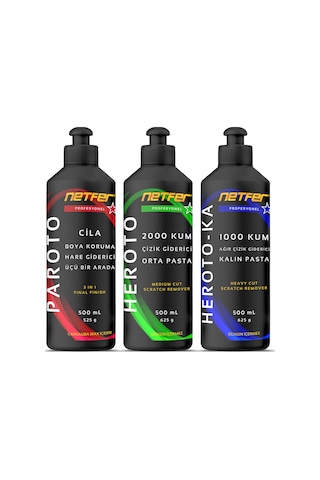 Netfer 3'lü Orta Kalın Pasta Cila Set - 3x500 Ml