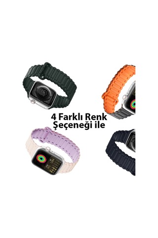 Dux Ducis Apple Watch Uyumlu 42/44/45mm İçin Manyetik Armor Silikon Kordon Kayış- 5775