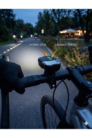 Bisiklet Işığı+korna Bisiklet Farı Bisiklet Aksesuarı Çok Renkli