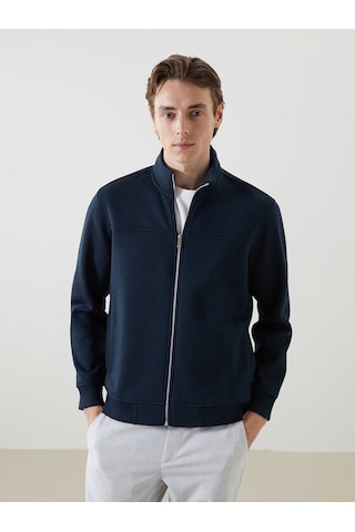 Lcw Vision Lacivert Dik Yaka Uzun Kollu Erkek Fermuarlı Sweatshirt
