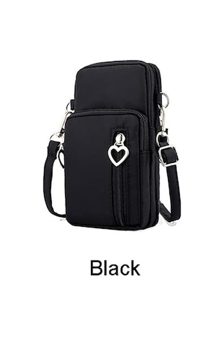 Rahat Küçük Omuz Çantası Kadın Cep Telefonu Cebi Durumda Su Geçirmez Naylon Spor Kol Paketi Mini Messenger Çanta Crossbody Çanta Siyah