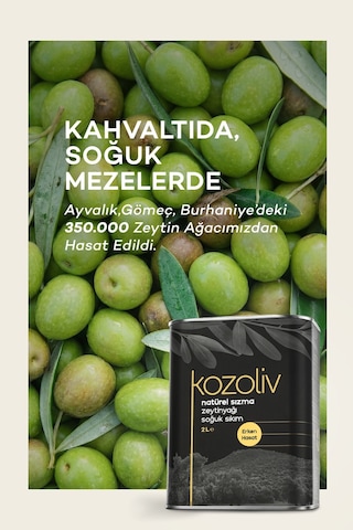 Kozoliv Erken Hasat Soğuk Sıkım Naturel Sızma Zeytinyağı Teneke 2 L