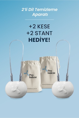 2'li Dil Temizleme Aparatı Paketi + Kese + Stand