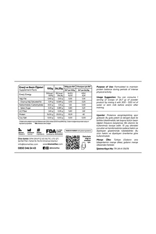 Bıomet Plant Based Protein - Bezelye & Pirinç Proteini + Bcaa