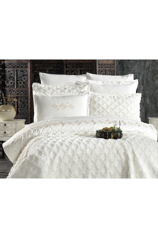 Çapa Ev 3 Parça Harem Yatak Örtüsü Krem