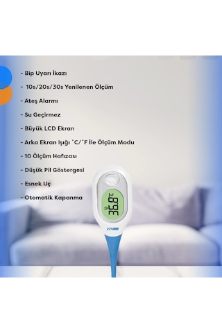 Vzn Dijital Koltuk Altı Ateş Ölçer Esnek Uçlu - Dmt-4760