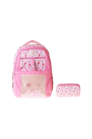 Calacilo Tiny Kız Çocuk Ayıcık Baskılı Okul Sırt Çantası Ve Kalemlik Seti - Setcc-c4062c Pembe - Krem