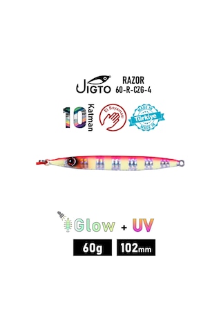 Jig, Zoka, Suni Yem, Glow Uv Metal Jig, 60gr 10cm Razor 60