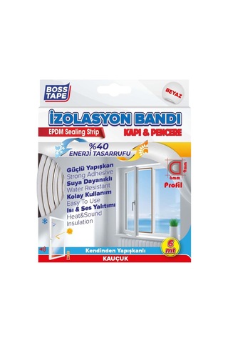 Boss Tape Boss Kapı Pencere İzolasyon Fitili Bandı Beyaz 2x3mt