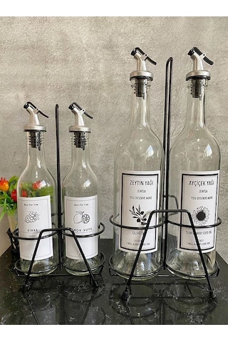 2li Standlı 750 Ml Yağlık 2li 375 Ml Sirkelik Limonluk Mutfak Yağ